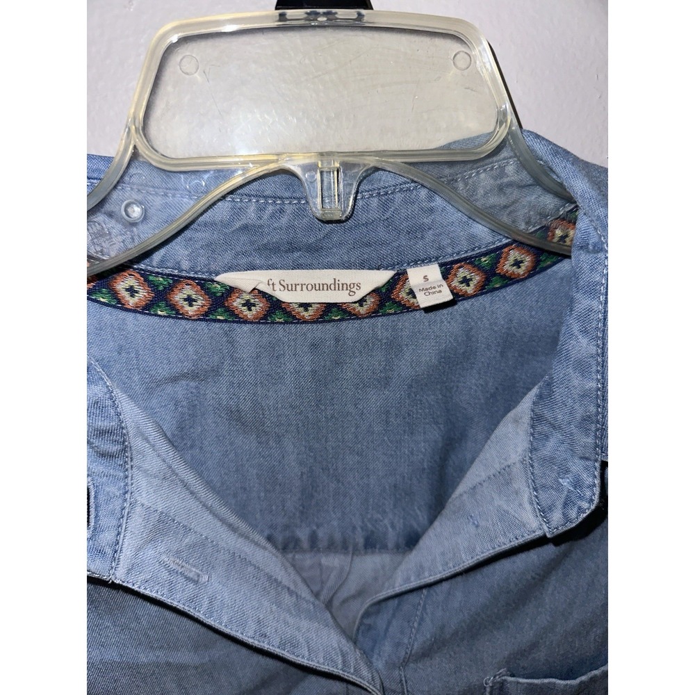 Soft Surroundings Top Size Small Button Down Chambray Linen‎ Tunic Blue Ombré - Picture 2 of 6